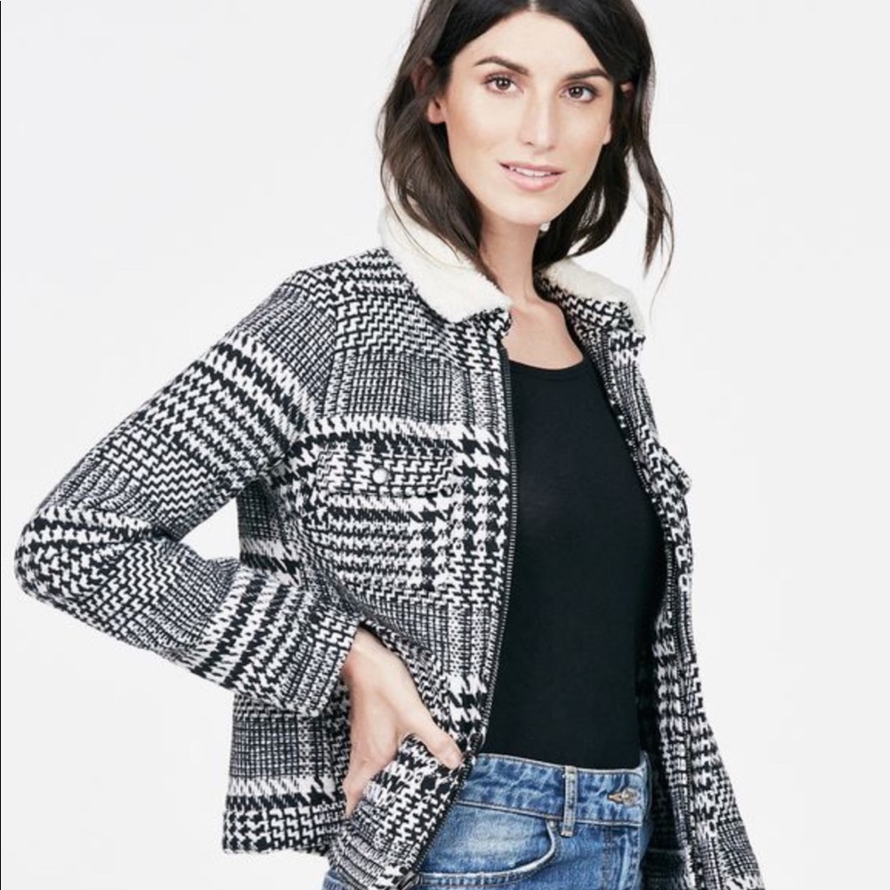 JUST FAB XXL Classic thick Fabric Plaid Black/White Jacket NEW Super Cute!! - Picture 8 of 8